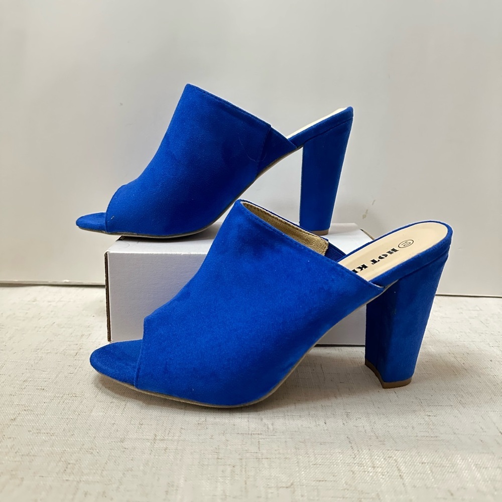 Hot Kiss Vibrant Blue Open-Toe Mules - Picture 4 of 10